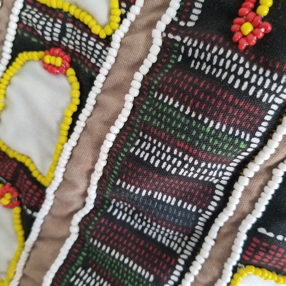 Terra & Sky Beaded Embroidery Hand-Stitched Textile Blouse - Picture 4 of 8